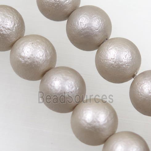 pearlized shell bead, matte Rough round