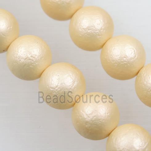 round matte yellow pearlized shell beads