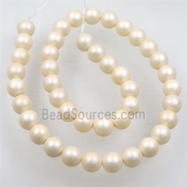 round matte lt.yellow pearlized shell beads