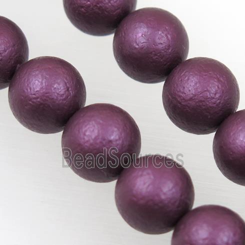 round matte purple pearlized shell beads