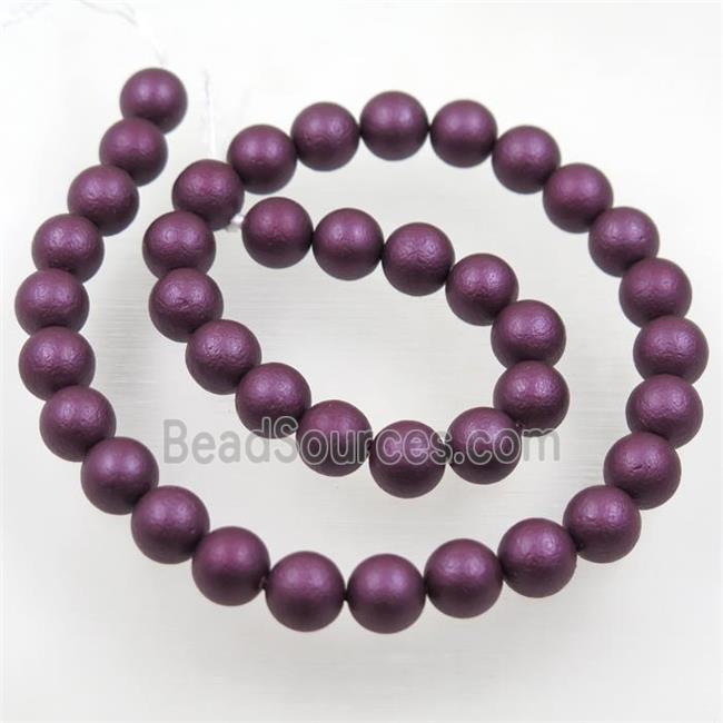 round matte purple pearlized shell beads