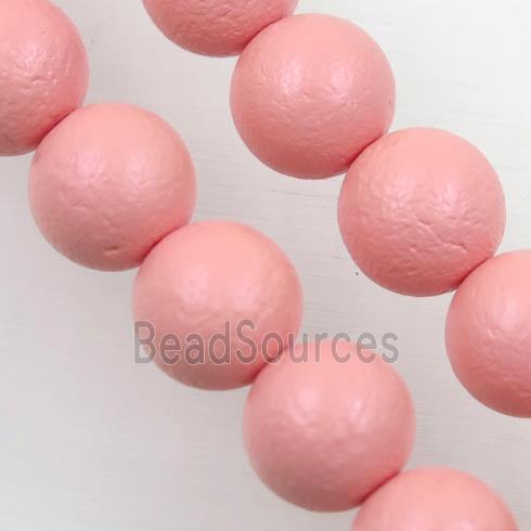 round matte pink pearlized shell beads