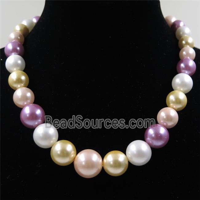 Pearlized Shell graduated Beads, round, mix color