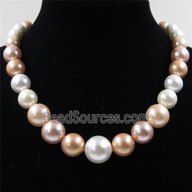 Pearlized Shell graduated Beads, round, mix color