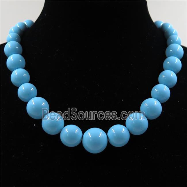 blue Pearlized Shell graduated Beads, round