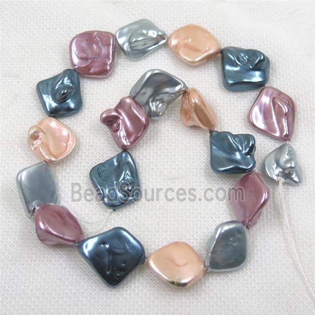 baroque style freshwater shell beads, freeform, mix color