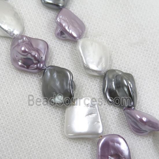 baroque style freshwater shell beads, freeform, mix color