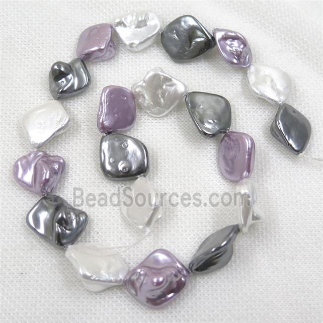 baroque style freshwater shell beads, freeform, mix color