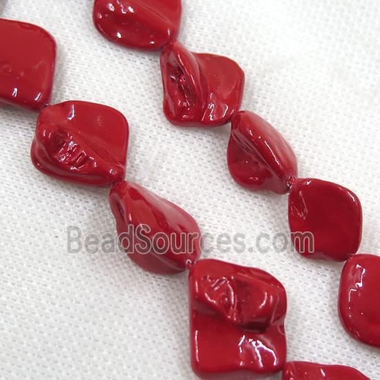 baroque style freshwater shell beads, freeform, red