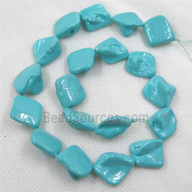 baroque style freshwater shell beads, freeform, teal