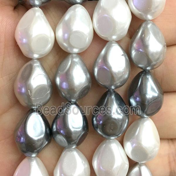 pearlized shell beads, teardrop, mix