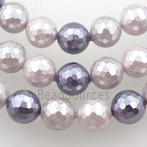 pearlized shell beads, faceted round, mixed color