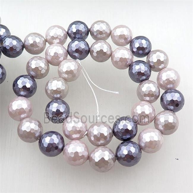 pearlized shell beads, faceted round, mixed color