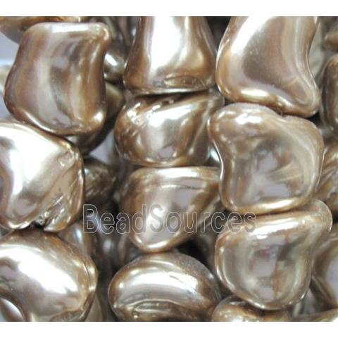 Pearlized Shell Beads, freeform, coffee