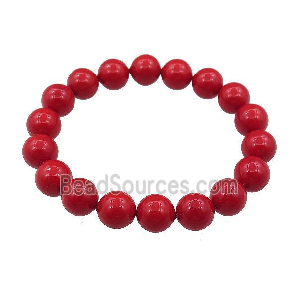 pearlized shell bracelet, red