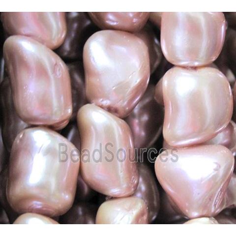 Pearlized Shell Beads, freeform, pink