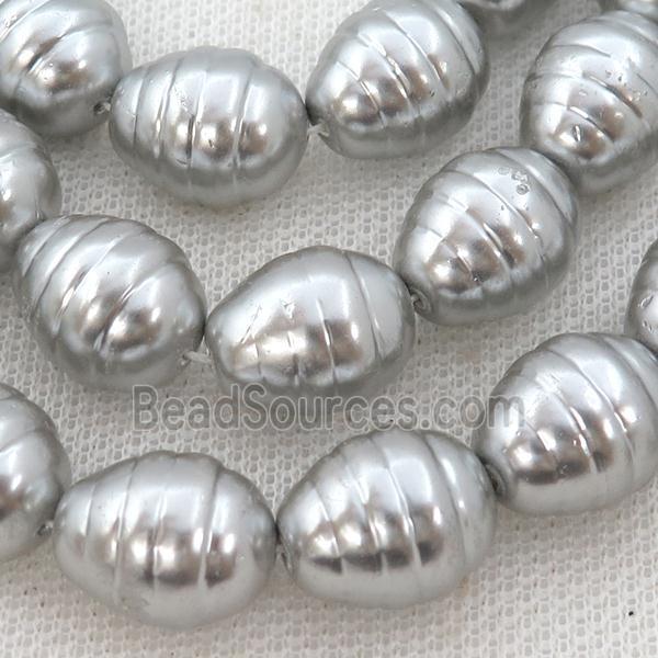 gray Pearlized Shell silkworm beads