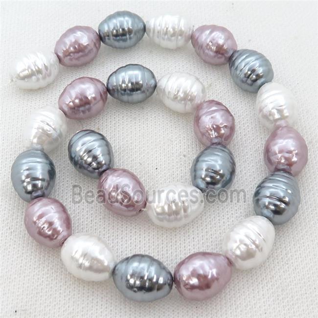 Pearlized Shell silkworm beads, mixed color