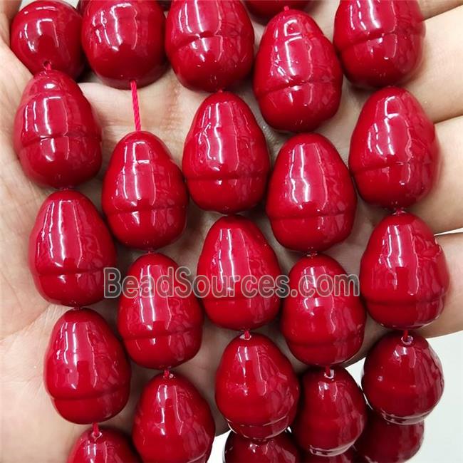 Pearlized Shell Teardrop Beads Red