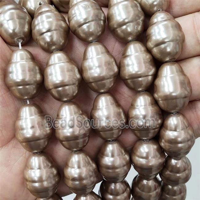 Pearlized Shell Teardrop Beads Coffee