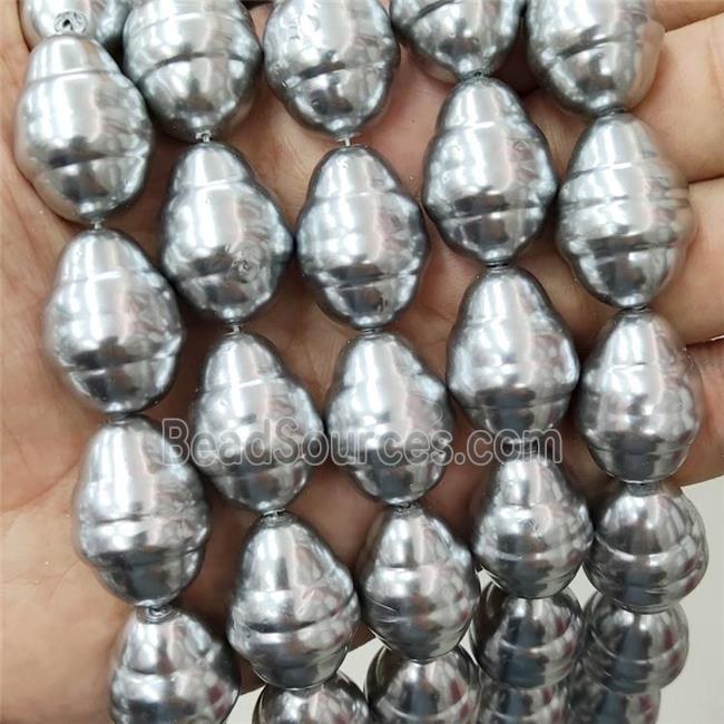 Pearlized Shell Teardrop Beads SilverGray