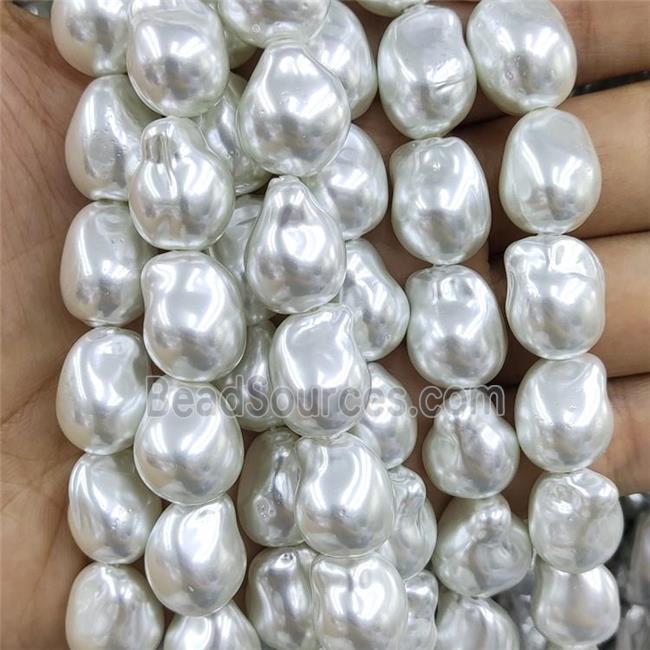 Baroque Style White Pearlized Shell Beads Freeform