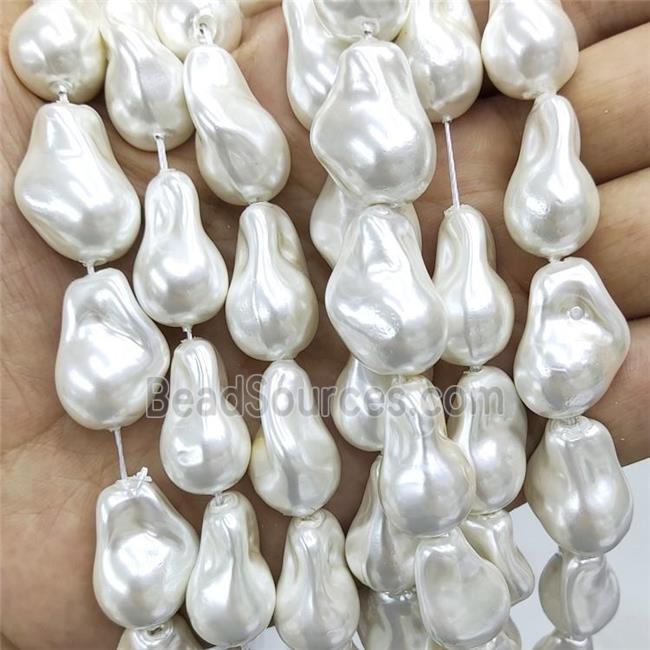 Baroque Style White Pearlized Shell Beads Freeform