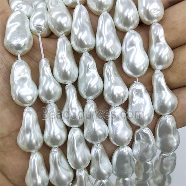 Baroque Style White Pearlized Shell Beads Freeform