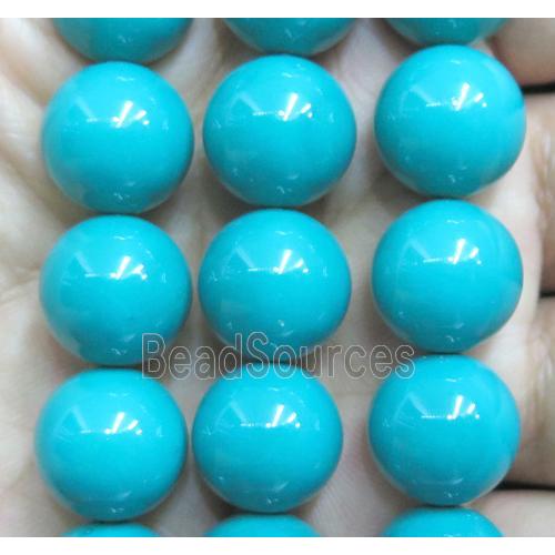 blue turq Pearlized Shell Beads, round