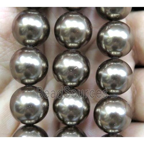 coffee Pearlized Shell Beads, round