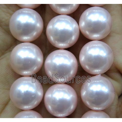 pink Pearlized Shell Beads, round