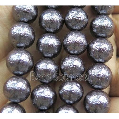 Pearlized Shell Bead, matte round, black