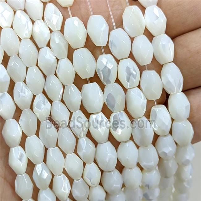 White MOP Shell Rice Beads Faceted