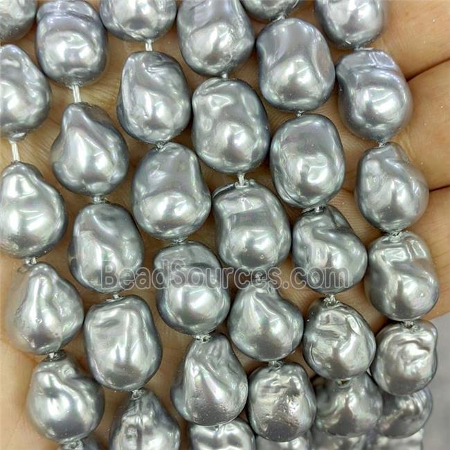 Silvergray Pearlized Porcelain Beads Freeform