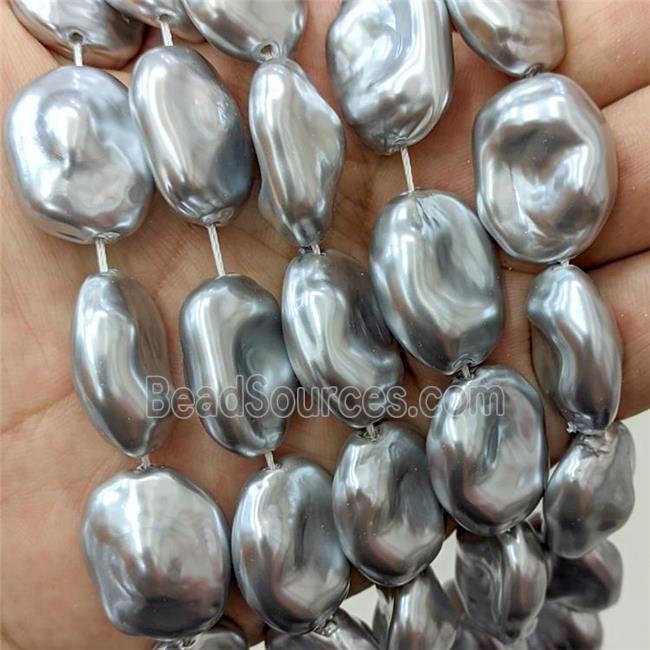 Baroque Style Pearlized Shell Freeform Silvergray