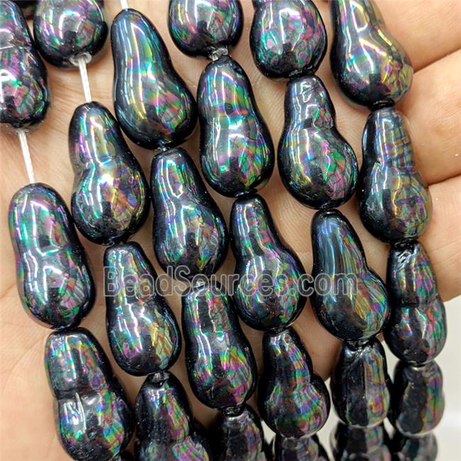 Baroque Style Pearlized Shell Freeform Black AB-Color