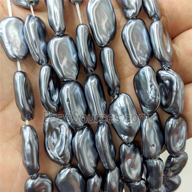 Baroque Style Pearlized Shell Freeform Beads Darkgray