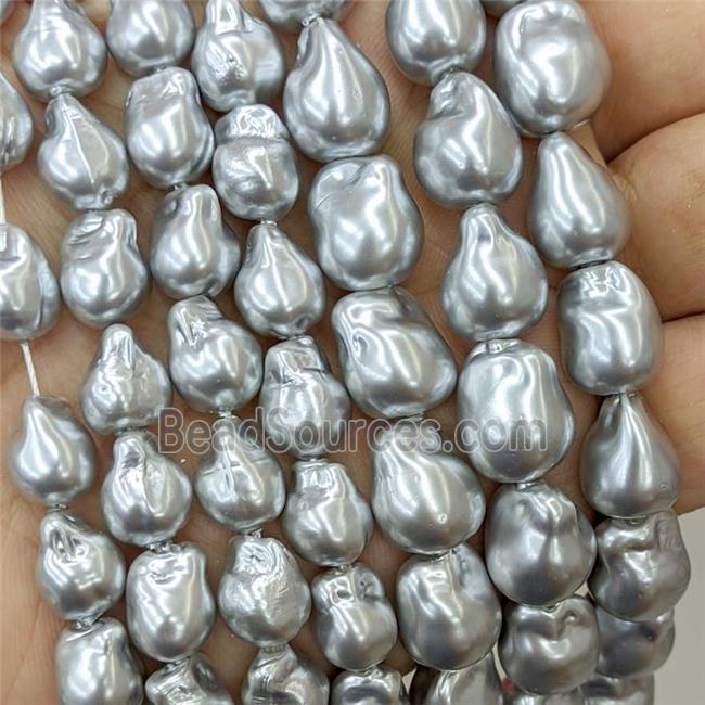 Baroque Style Pearlized Shell Beads SilverGray Freeform