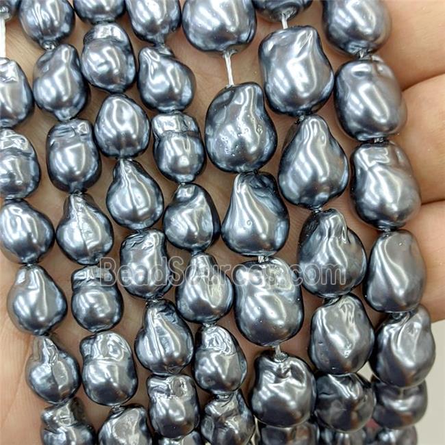 Baroque Style Pearlized Shell Beads DarkGray Freeform