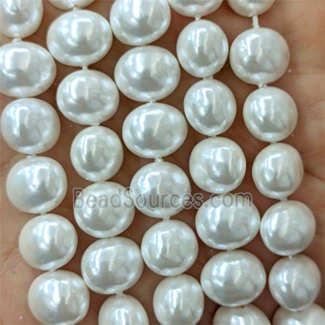 White Pearlized Shell Potato Beads