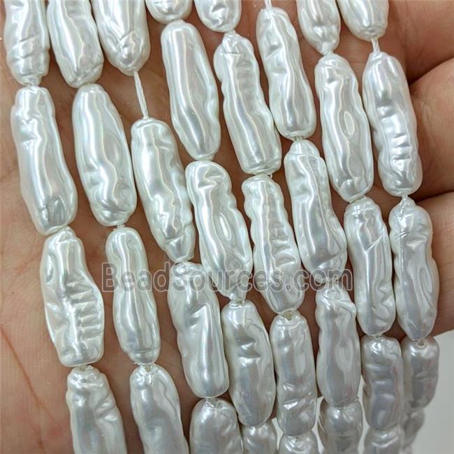 Baroque Style White Pearlized Shell Beads Stick