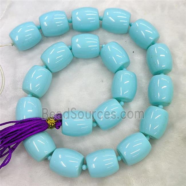 Pearlized Shell Barrel Beads Blueturq Dye