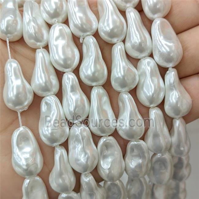 Baroque Style White Pearlized Shell Beads Freeform