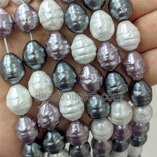 Baroque Style Pearlized Shell Barrel Beads Screw Mixed Color Dye