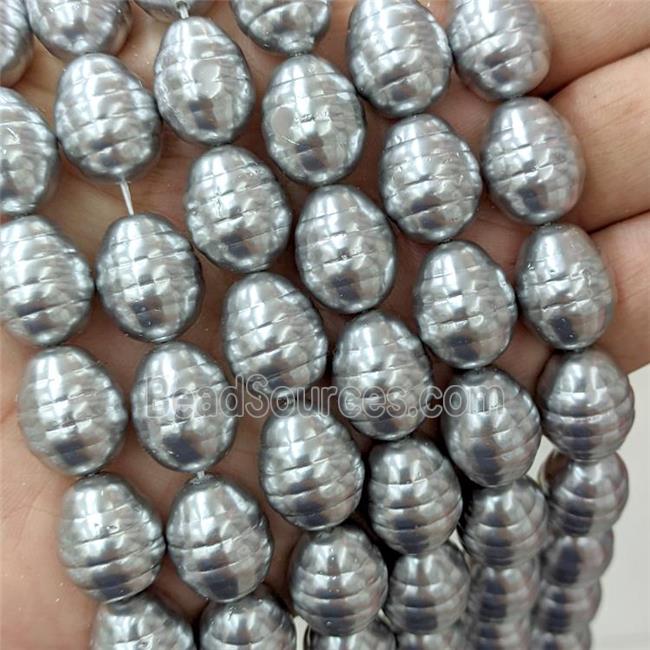 Baroque Style Pearlized Shell Barrel Beads Screw Graysilver Dye