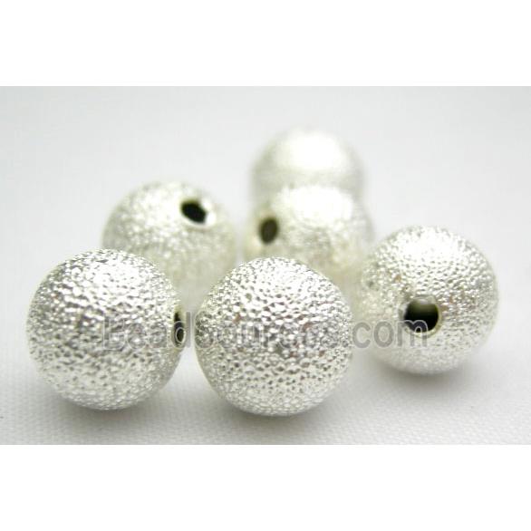 round stardust copper beads, corrugated, silver plated