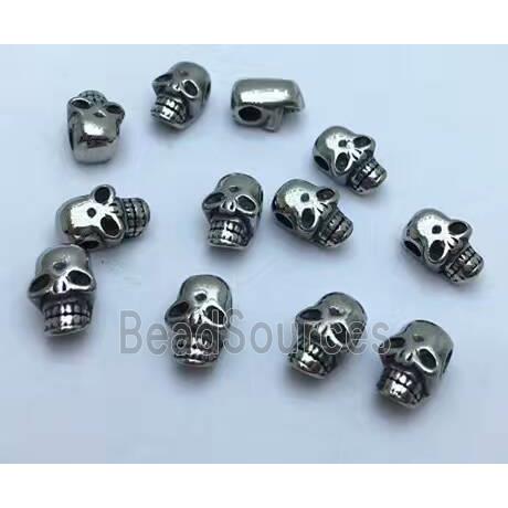 stainless steel skull bead, Antique silver