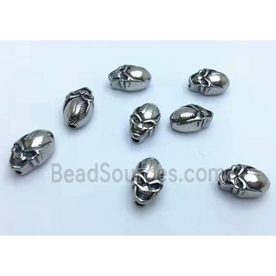 stainless steel skull beads, Antique silver