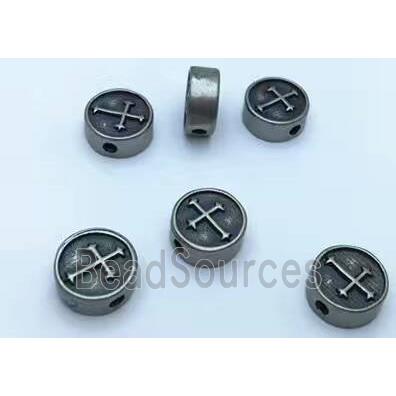 stainless steel cross beads, Antique silver