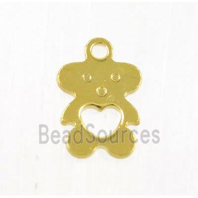 stainless steel bear tag pendant, gold plated